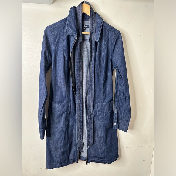 Seven For All Mankind Long- Sleeve Zip Front Denim Dress Size Large - Picture 4 of 15